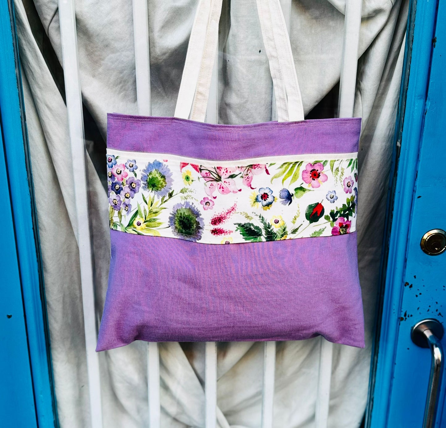 Small purple Arundel Gardens shopping bag